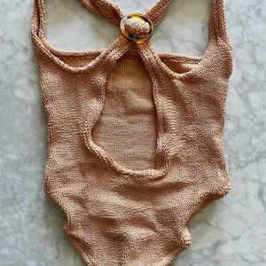 Hunza G Zora metallic seersucker swimsuit, OneSize